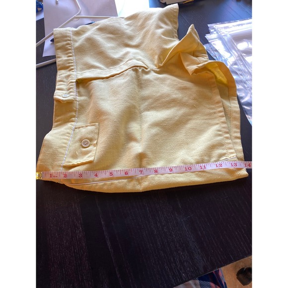 Vintage Jantzen Mens Yellow White Swim Trunks Lined Shorts 38 Linen Beach Pool - Picture 9 of 10